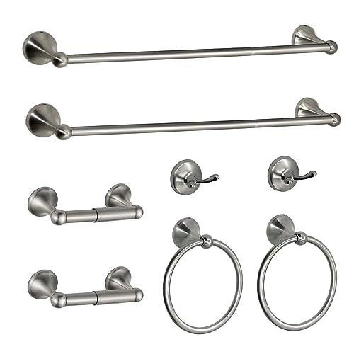 8 Pieces Bathroom Hardware Set Brushed Nickel Adjustable Expandable Towel Bars Towel Ring Wall Mount Toilet Paper Holder Towel Hooks Towel Racks Hand Towel Holder Bathroom Accessory Set - color: 8 Pcs Brushed Nickel