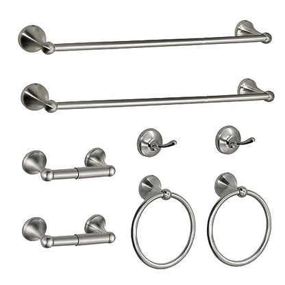 8 Pieces Bathroom Hardware Set Brushed Nickel Adjustable Expandable Towel Bars Towel Ring Wall Mount Toilet Paper Holder Towel Hooks Towel Racks Hand Towel Holder Bathroom Accessory Set - color: 8 Pcs Brushed Nickel