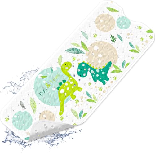 Baby Bath Mat for Tub Non Slip Kids, BPA Free Extra Long Bathtub Mat 40x16 with Drain Holes and 200 Suction Cups, Non Toxic Machine Washable Toddler Bath Mat, Eco-Friendly Certified - color: White 2dragons