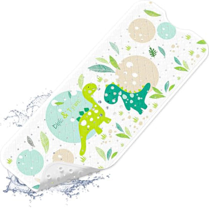 Baby Bath Mat for Tub Non Slip Kids, BPA Free Extra Long Bathtub Mat 40x16 with Drain Holes and 200 Suction Cups, Non Toxic Machine Washable Toddler Bath Mat, Eco-Friendly Certified - color: White 2dragons