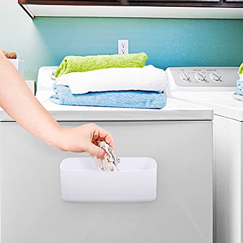 Picowe Magnetic Laundry Storage, Lint Holder Bin for Laundry Room, Space-Saving Trash Container Hanging on Dryer, Washer or Wall Mount Trash Bin (Gray White) - size: M - White