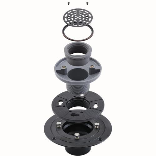 RANDOM Round Shower Drain SUS304 Stainless Steel Oil Rubbed Bronze Shower Drain 4 inch with Adjustable PVC Base Flange,Shower Floor Drain with Removable Cover Grid Grate - color: A-oil Rubbed Bronze-4″ Round With Base Flange
