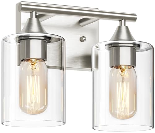 Bathroom Vanity Light Fixture, 2-Light Brushed Nickel Over Mirror, Modern for Bedroom Vanity Table Hallway - color: Nickel, size: 2-Light