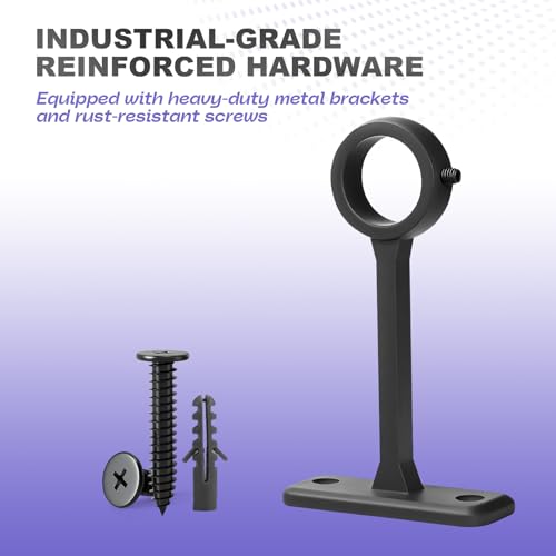 Heavy Duty 1 Inch Adjustable Curtain Rod for Windows & Room Dividers - Steel Construction, 50 lb Weight Capacity, Indoor/Outdoor Use, 30-168 Inch Matte Black - size: 30" - 168"
