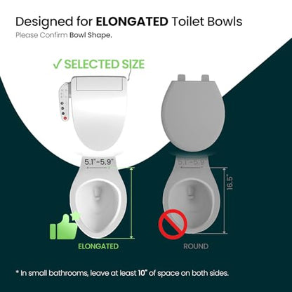 R&T V2601 Electric Bidet Seat, Elongated Smart Toilet Seat with Warm Water, Adjustable Heated Seat, Air Dryer, Night Light, Bidet Attachment for Toilet - color: V2601