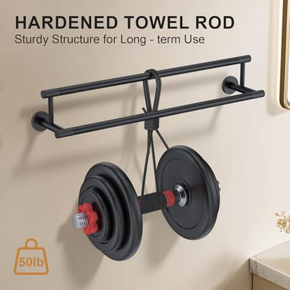 Towel Bars for Bathroom 24 Inch, Matte Black SUS304 Stainless Steel Wall Mounted Towel Holder, Double Towel Rack - color: Matte Black