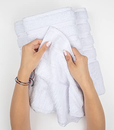 American Soft Linen 100% Cotton Luxury Turkish Towels, 4 PC Hand Towel Set | Soft Absorbent Quick Dry OEKO Tex Standard 100 Certificated Durable Machine Washable Premium Hotel Quality - color: Bright White, size: 16"x28"