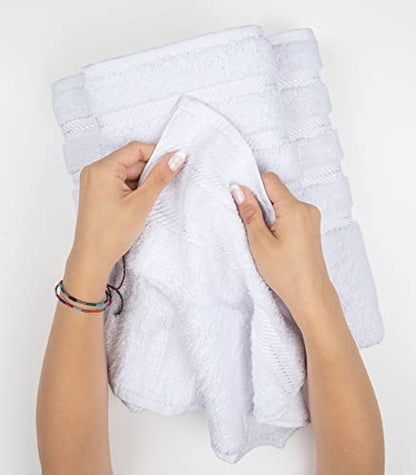 American Soft Linen 100% Cotton Luxury Turkish Towels, 4 PC Hand Towel Set | Soft Absorbent Quick Dry OEKO Tex Standard 100 Certificated Durable Machine Washable Premium Hotel Quality - color: Bright White, size: 16"x28"