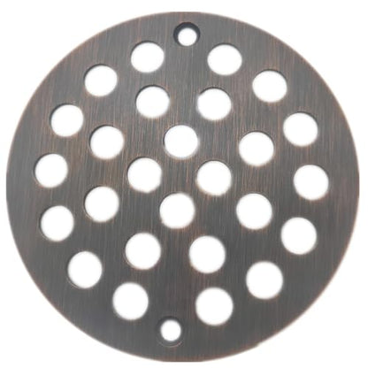 Round 4 Inch Screw-in Floor Drain Cover Replacement Shower Drainer Grate with Screws (Oil Rubbed Bronze) - color: Oil Rubbed Bronze