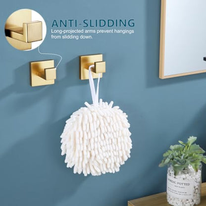 KOKOSIRI Bath Towel Hook Wall Mount Square Robe Hook Coat Hook, Bathroom Kitchen Garage Heavy Duty Wall Mounted, SUS 304 Stainless Steel, Brushed Gold, B1010BG-P2 - color: Brushed Gold, size: 2 Pack