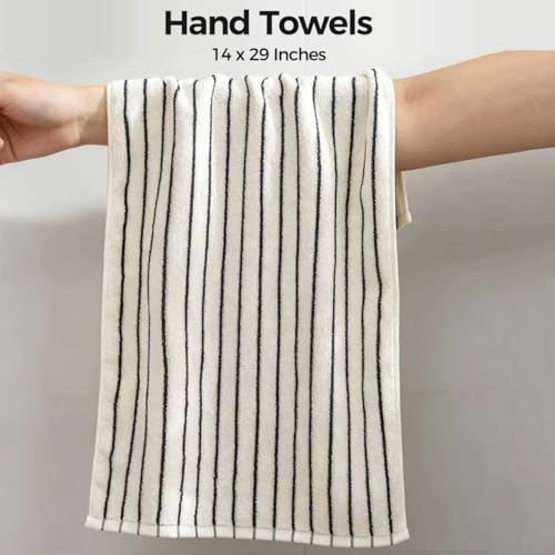 6 Piece Black and White Striped Hand Towels,100% Cotton Bathroom Towels Ultra Soft and Highly Absorbent Hand Towels for Bathroom Kitchen, Showering, Spa, Gym,Hotel (13” x 29”) - color: White