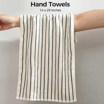 6 Piece Black and White Striped Hand Towels,100% Cotton Bathroom Towels Ultra Soft and Highly Absorbent Hand Towels for Bathroom Kitchen, Showering, Spa, Gym,Hotel (13” x 29”) - color: White
