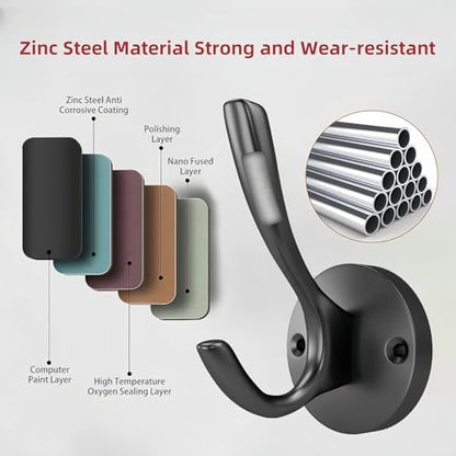 Black Towel Hook Black Towel Hooks for Bathrooms 2 Pack Coat Hook Wall Hook for Hanging and Hat Hooks Towel Hooks for Wall Hooks for Coats Heavy Duty Hook for Hanging Coats Bedroom