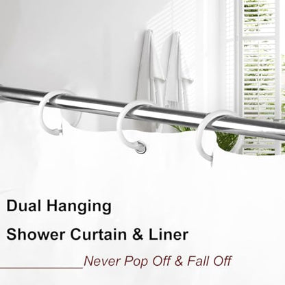 Kutesna 24PCS Shower Curtain Hooks,White Shower Curtain Rings | Plastic Shower Hooks,Easy to Snap Closure,Rust Proof Anti-Drop Shower Rings,Smooth Sliding Curtain Hooks for Shower Curtains - color: White