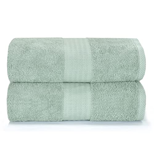 GLAMBURG Premium Cotton Oversized 2 Pack Bath Sheet 35x70-100% Pure Cotton - Ideal for Everyday use - Ultra Soft & Highly Absorbent - Machine Washable – Sea Green - color: Sea Green, size: 2 Pack Bathsheet