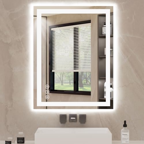 30x36 LED Bathroom Mirror with Anti-Fog, Backlit & Front Lights, Memory | Dimmable 3 Color CRI 95+ Shatterproof Tempered Glass ETL Listed for Safety Lighted Bathroom Vanity Mirror for Wall - size: 30"L x 36"W