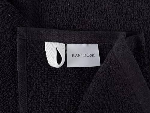 KAF Home Set of 4 Deluxe Popcorn Terry Kitchen Towels | 20 x 30 Inches | 100% Cotton Kitchen Dish Towels (Black) - color: Black