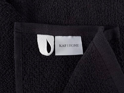 KAF Home Set of 4 Deluxe Popcorn Terry Kitchen Towels | 20 x 30 Inches | 100% Cotton Kitchen Dish Towels (Black) - color: Black