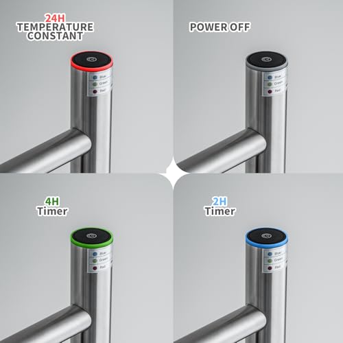 Freestanding Towel Warmer, Brushed Stainless Steel | Top One-Button Timer (2H/4H/Continuous), Rapid Heating, No Bending, Stainless Steel, Bathroom/Dressing Room。 - color: Brushed