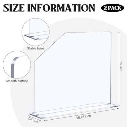 Vesici 2 Pcs Clear Acrylic Sink Splash Guard Freestanding Panel Barrier with Easy Reach Cutaway Kitchen Guard Protective Splatter Barrier for Home Hospital(15.75" Length, 16" Height, 4.5" Base) - size: 15.75" Length, 16" Height, 4.5" Base