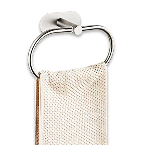Towel Ring Self Adhesive No Drill Hand Towel Holder for Bathroom SUS 304 Stainless Steel Brushed Nickel Towel Rack(Silvery)