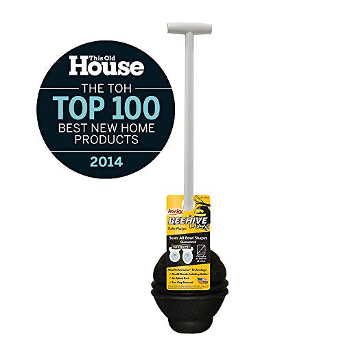 Korky 99-4A 99-1AM Beehive Max Universal Fits All Old and New Powerful Plunge-Easy Grip T-Handle-Made in USA Toilet Plunger, Black - style: Non-Adjustable Handle