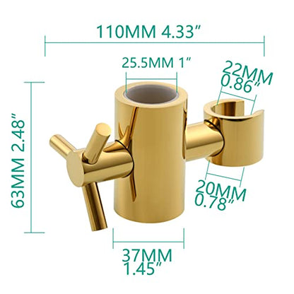 Adjustable Hand Held Shower Bracket Brass Shower Head Holder for 25mm O.D Shower Rod, Titanium Gold, ST38AJ - color: Titanium Gold