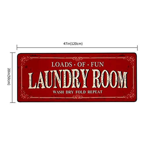 ROMAMIGO Farmhouse Red Runner Rug (20 X 47 inch), Non-Slip, High Pile, Handmade, Kitchen, Bathroom, Laundry Room Decor - color: Red