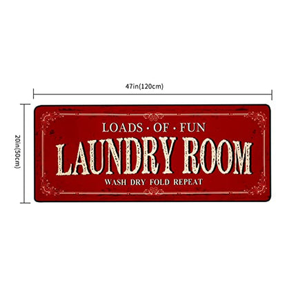 ROMAMIGO Farmhouse Red Runner Rug (20 X 47 inch), Non-Slip, High Pile, Handmade, Kitchen, Bathroom, Laundry Room Decor - color: Red