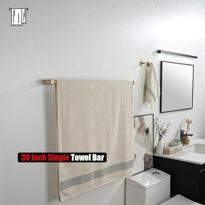 JQK Bath Towel Bar Champagne Bronze, 32.5 Inch 304 Stainless Steel Thicken 0.8mm 2 Pieces Towel Rack Bathroom Wall Mount, Useable Length 30 Inch, TB610L30-CB - color: Champagne Bronze, size: 32.5 Inch