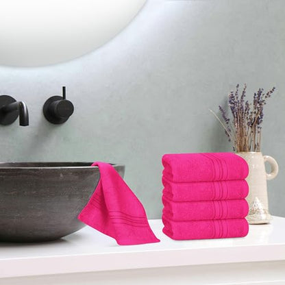 BOUTIQUO Ultra Soft Cotton Washcloths, Contains 12 Piece Face Cloths 12x12 inch, Ideal for Everyday use Face Towels, Compact & Lightweight Multi Purpose Washcloths - Hot Pink - color: Hot Pink, size: Washcloths - Set of 12