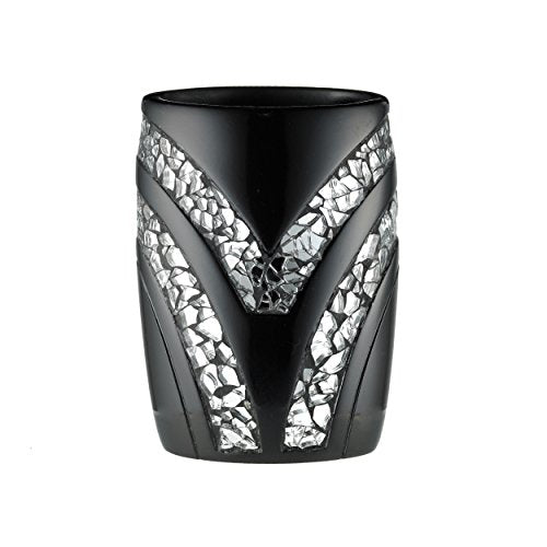 Zahari Home Sinatra Bath Tumbler Toothbrush and Toothpaste Holder Makeup Brushes Organizer, Black - color: Black, size: 4.25" x 3" x 3" Tumbler