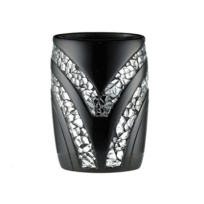 Zahari Home Sinatra Bath Tumbler Toothbrush and Toothpaste Holder Makeup Brushes Organizer, Black - color: Black, size: 4.25" x 3" x 3" Tumbler