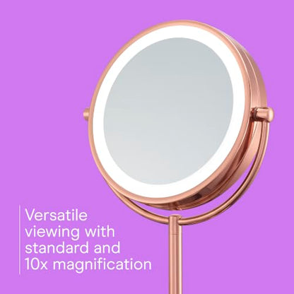 Conair Lighted Makeup Mirror, LED Vanity Mirror, 1X/10X Magnifying Mirror, Double Sided, Battery Operated in Rose Gold - style: Rose Gold 1X/10X Magnification