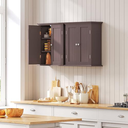ChooChoo Bathroom Wall Cabinet with 2 Doors, Over The Toilet | 8.8"D x 21.1"W x 24"H, Medicine Cabinet, Adjustable Shelves, Cupboard, Espresso - color: Espresso, size: 8.8"D x 21.1"W x 24"H