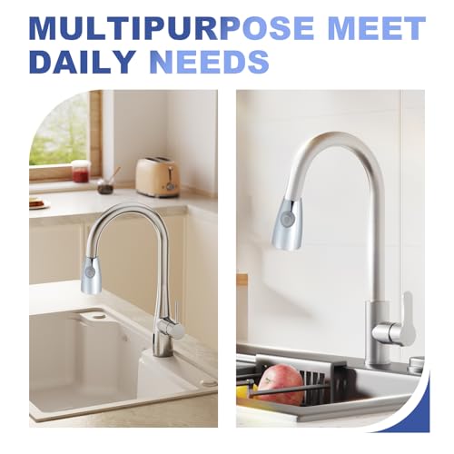 Pull Down Kitchen Faucet Sprayer Head Replacement, G1/2 (13/16" Male Thread) Pull Out Sink Spray Nozzle, 2-Mode Stream & Spray Tap Hose Spout Only, Chrome Finish - color: Dual Switch Spray Head - Chrome