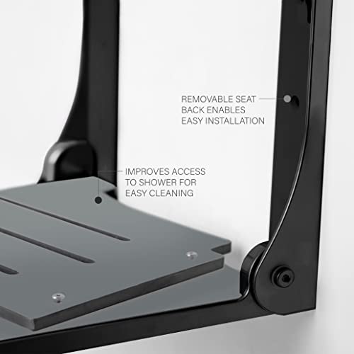 Seachrome SHAF-185155-PGS-S-MB Shower, Grey Seat with Matte Black Frame - color: Gray Seat With Matte Black Frame