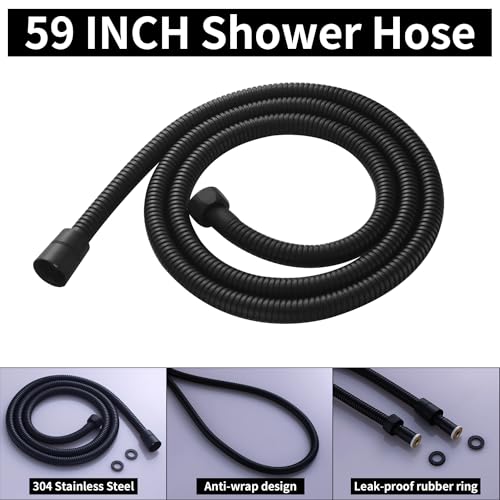 AYIVG Matte Black Finish Round Brass 2 In 1 Function High Pressure Handheld Shower Head Sprayer Hand Shower Wand with 59 Inch Hose For Bathroom Shower System - color: Matte Black