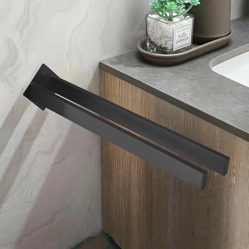 Double Rod Towel Bar 16 Inch, SUS304 Stainless Steel Wall Mounted Towel Holder, Bathroom Kitchen Double Layer Towel Rail, Modern Design Square Wall Towel Rack for Bathroom, Kitchen Black - color: Black