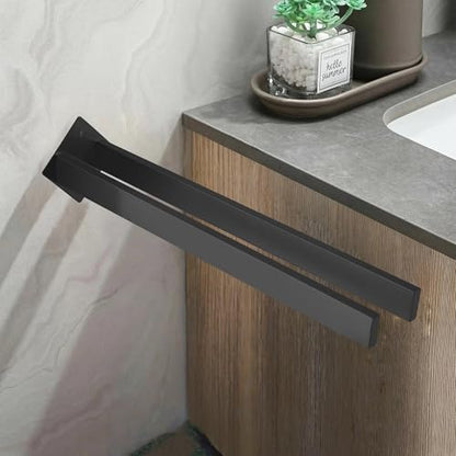 Double Rod Towel Bar 16 Inch, SUS304 Stainless Steel Wall Mounted Towel Holder, Bathroom Kitchen Double Layer Towel Rail, Modern Design Square Wall Towel Rack for Bathroom, Kitchen Black - color: Black