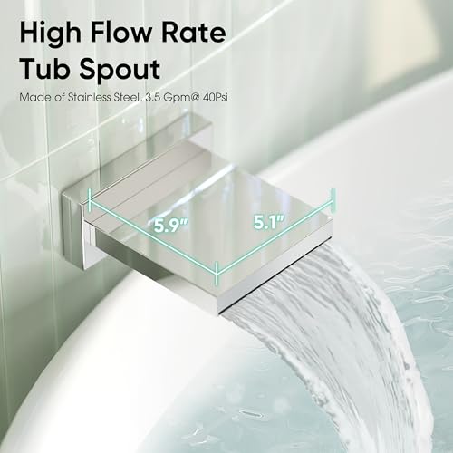 Esnbia Bathtub Shower Faucet Set, Rain Shower System with Tub Spout, 10 Inches Shower Heads with Handheld Spray Combo, Wall Mounted Shower Fixtures with Shower Valve kit, Chrome - color: Chrome