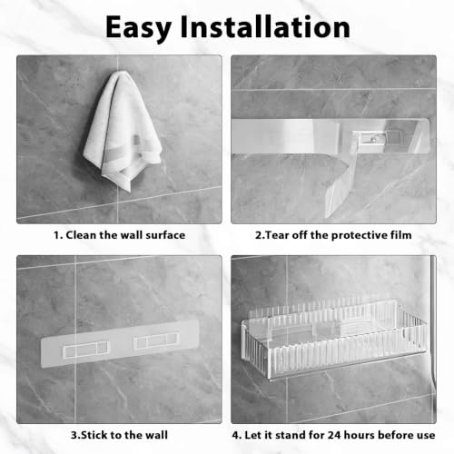 Acrylic Shower Caddy Adhesive, 4 Pack No Drilling Clear Bathroom Organizer Wall Shelf with Soap & Toothbrush Holder, Strong Stick for Shower Shelves Bathroom Storage rack - style: Acrylic Shower Caddy