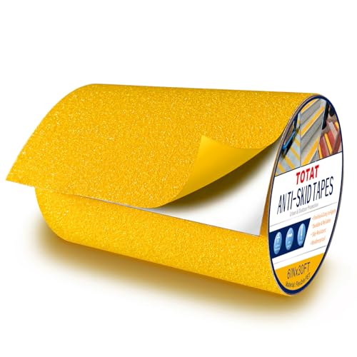 PET Anti Slip Tape 6" x30FT Yellow Heavy Duty Non-Slip Grip Tape for Stairs Outdoor & Indoor Safety Waterproof Traction Tape for Steps Bathroom Pool Walkways - size: 6 IN