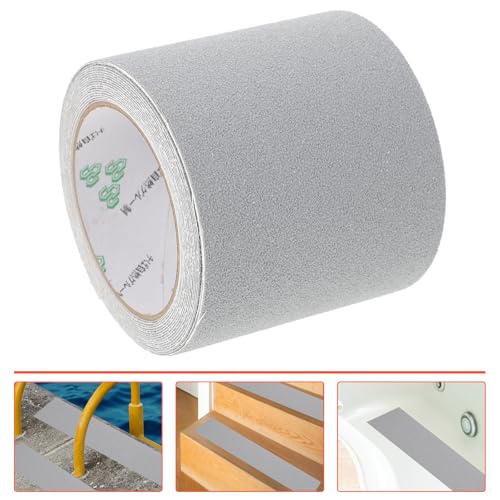 TIDTALEO Wear-resistant Non-slip Tape with Adhesive Backing, Abrasive Anti-skid Strip for Bathroom and Stairs, Waterproof Safety Grip Tape 10cm X 5m Gray for Indoor Floor Protection