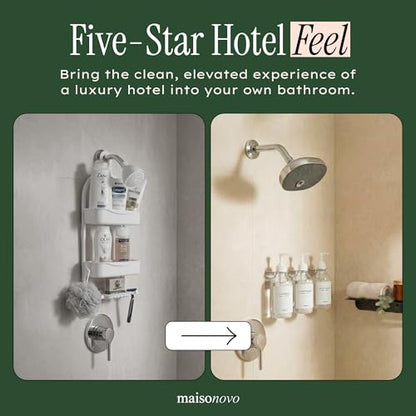 MaisoNovo Shampoo and Conditioner Dispenser|Refillable Clear Set of 3 | No Drill Wall Mount - Shower Soap Dispenser · Holds Body Wash or Hand Soap · Wall Soap Dispenser - For shower and bathroom - color: Clear Set of 3
