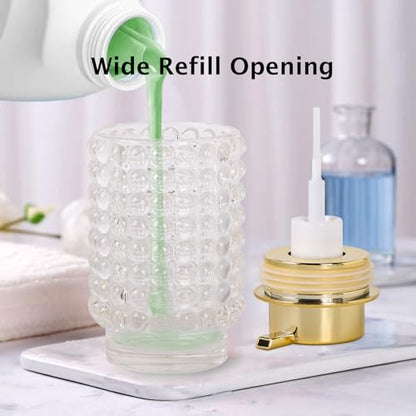 Glass Foaming Soap Dispenser, Clear Foam Hand Soap Dispenser, Bathroom 12 Oz Large Bottle with Gold Pump, Refillable Lotion Pump Container for Bathroom, Kitchen,Hand Soap, Dish Soap, Shampoo - color: Transparent