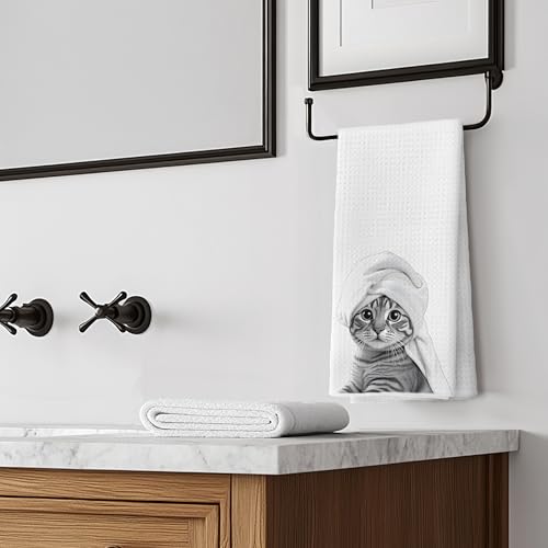 Funny Cat Hand Towels, Cat Gifts for Women, Funny Cute Hand Towels for Bathroom,16x24 Inches - color: Cat-2