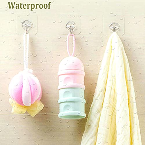 24 Pack Adhesive Wall Hooks 33LB Heavy Duty No Drill Clear Sticky Hooks | Transparent, Waterproof, Self Adhesive, 33lbs Max Load No Damage, For Keys, Bathroom, Shower, Outdoor, Kitchen, Door - size: 24 Pack