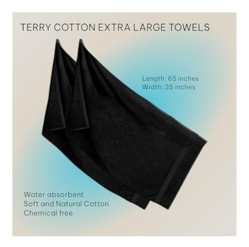 BY LORA 2-Pack Oversized Bath Sheets, Terry Cotton Hotel Large Towels, Black - color: Black, size: Bath Sheet 2-Pack
