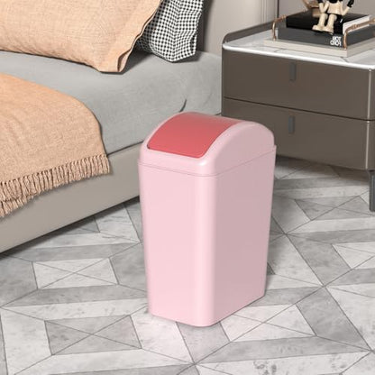 4.5 Gallon Slim Swing Top Garbage Can, Plastic Trash Bin with Lid | Pink Small Trash Bin, Waste Basket with Lid - color: Pink